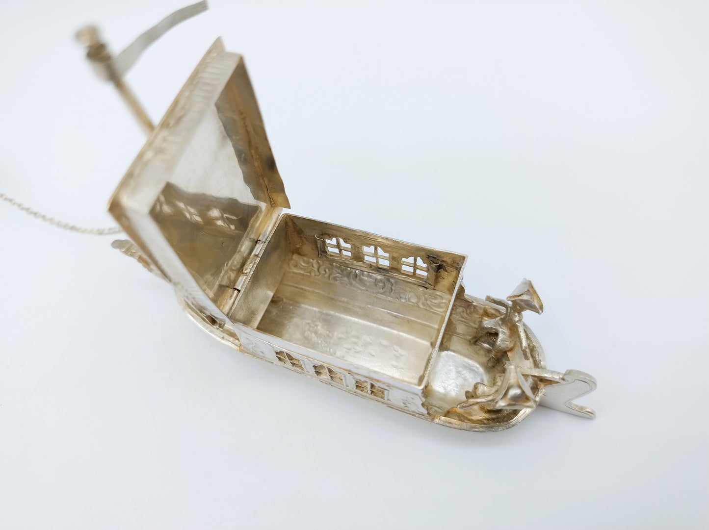 Zilveren miniatuur trekschuit met paard, Alkmaar, 1905