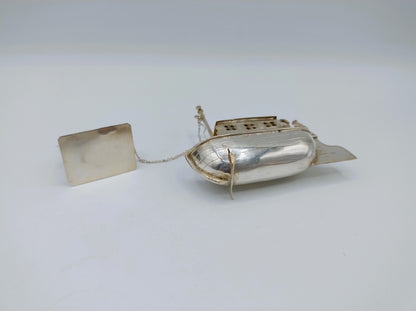 Zilveren miniatuur trekschuit met paard, B. Verhoogt, Hoorn, ca. 1930