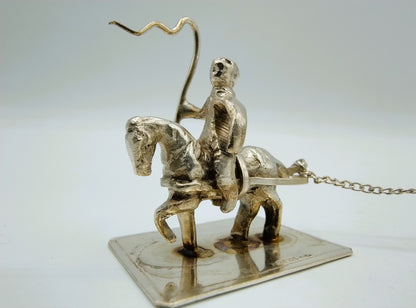 Zilveren miniatuur trekschuit met paard, B. Verhoogt, Hoorn, ca. 1930