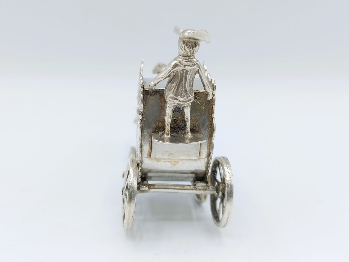 Zilveren miniatuur koets met paarden, 1888