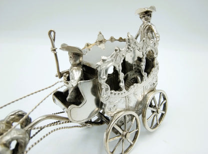 Zilveren miniatuur koets met paarden, 1888