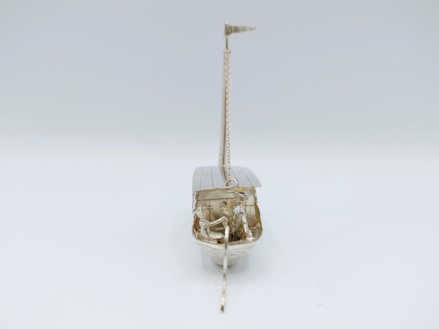 Zilveren miniatuur trekschuit, J. van Straten & Co,  Hoorn, 1894