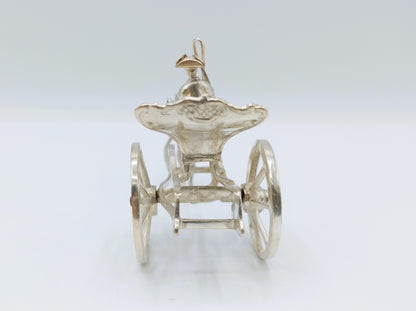 Zilveren miniatuur koets met paard, 19e eeuws