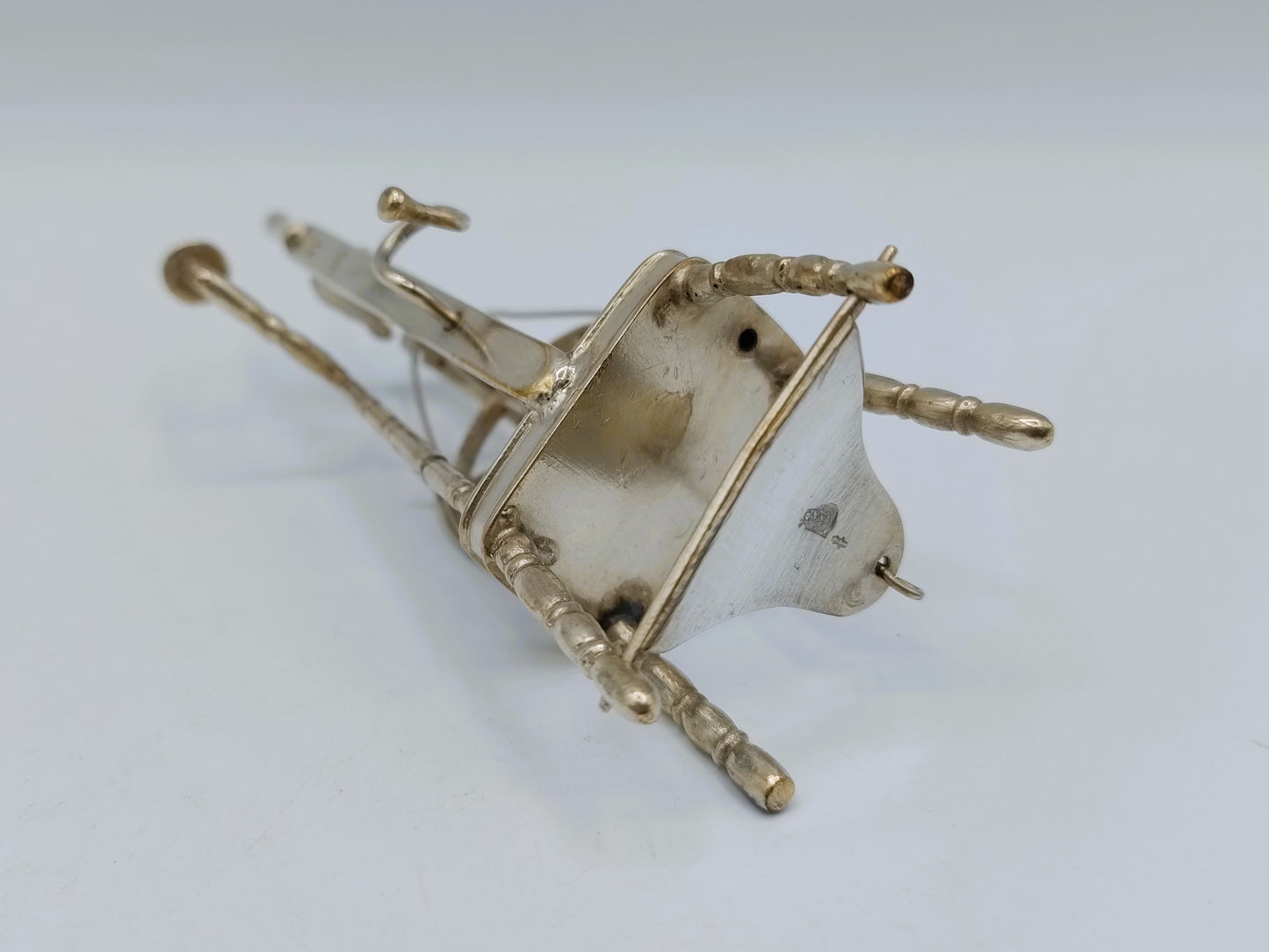 Zilveren miniatuur spinnewiel, 19e eeuws