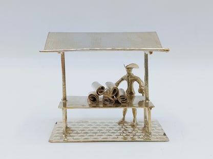 Zilveren miniatuur stoffenkraam, 20e eeuws