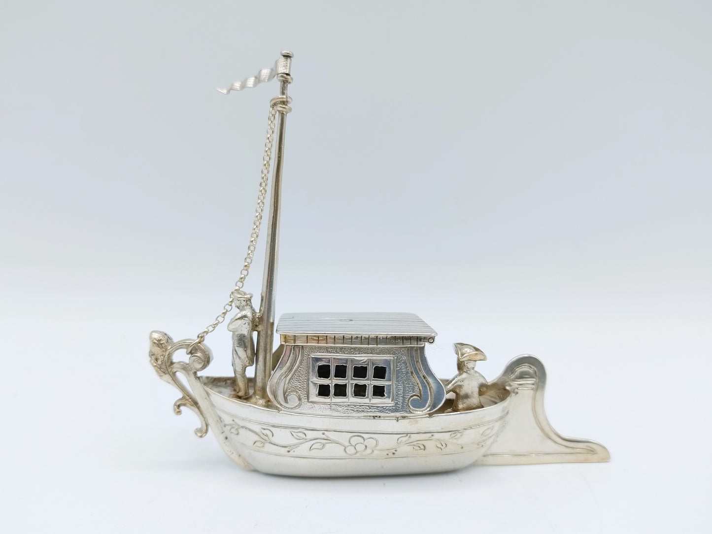 Zilveren miniatuur trekschuit, Schoonhoven,  1896