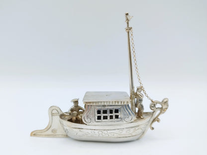 Zilveren miniatuur trekschuit, Schoonhoven,  1896