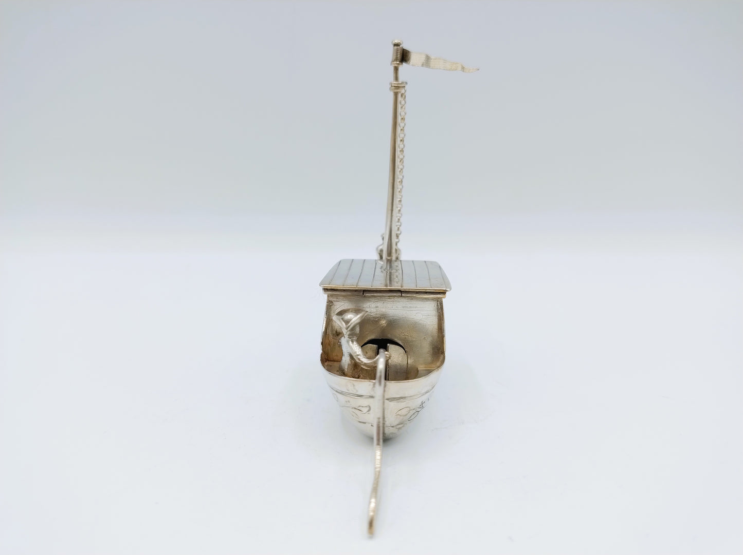 Zilveren miniatuur trekschuit, Schoonhoven,  1896
