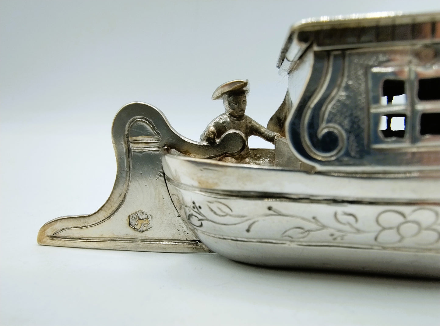 Zilveren miniatuur trekschuit, Schoonhoven,  1896