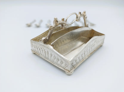 Zilveren miniatuur bestekdoos met lepels en vorken, Alkmaar,  1906