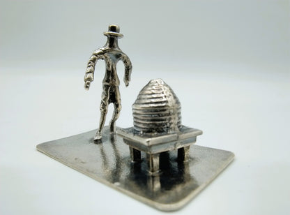 Zilveren miniatuur imker, Trykonia B.V. Oosthuizen, ca. 1980