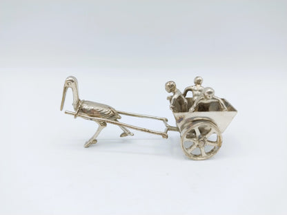 Silver miniature cart with stork, Weinrack & Schmidt, Hanau, 1899