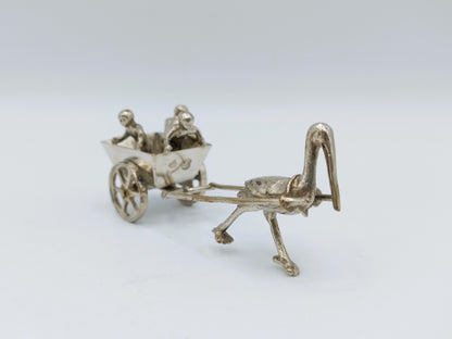 Silver miniature cart with stork, Weinrack & Schmidt, Hanau, 1899