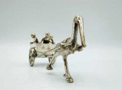 Silver miniature cart with stork, Weinrack & Schmidt, Hanau, 1899