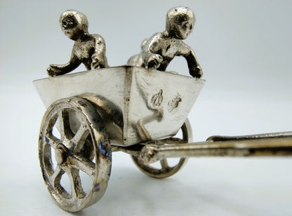 Silver miniature cart with stork, Weinrack & Schmidt, Hanau, 1899