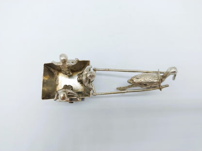 Silver miniature cart with stork, Weinrack & Schmidt, Hanau, 1899