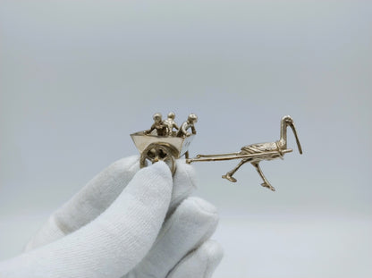 Silver miniature cart with stork, Weinrack & Schmidt, Hanau, 1899