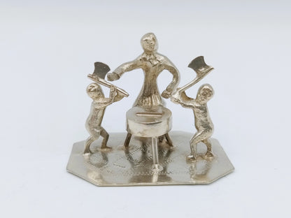 Silberminiatur, Kinder mit Hackklotz, J.J. Oosterbaan, Leeuwarden, ca. 1840