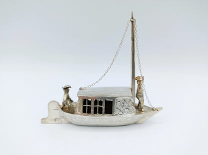 Zilveren miniatuur trekschuit, Gebr. van Straten, Hoorn, ca. 1890