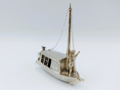Zilveren miniatuur trekschuit, Gebr. van Straten, Hoorn, ca. 1890