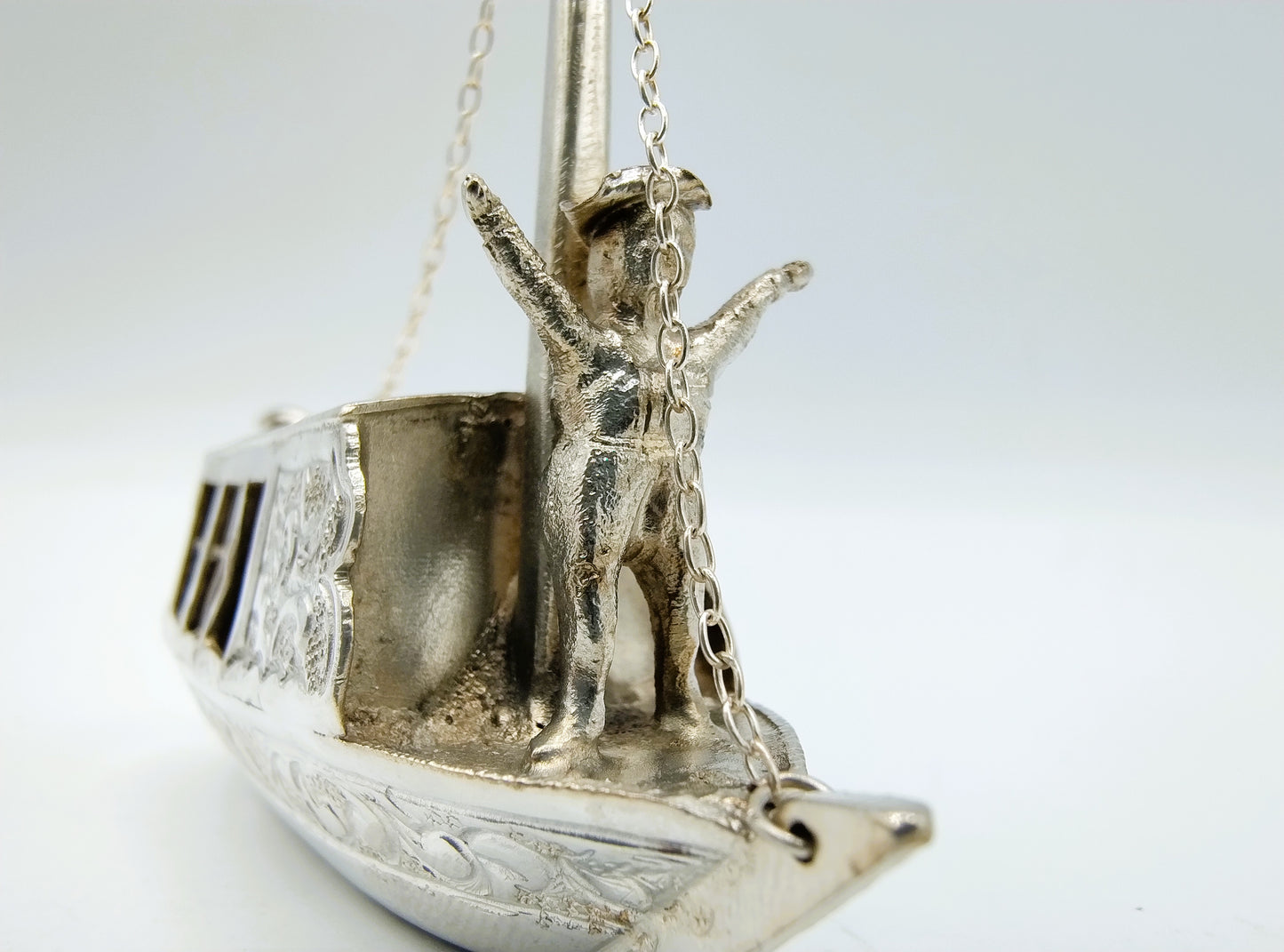 Zilveren miniatuur trekschuit, Gebr. van Straten, Hoorn, ca. 1890