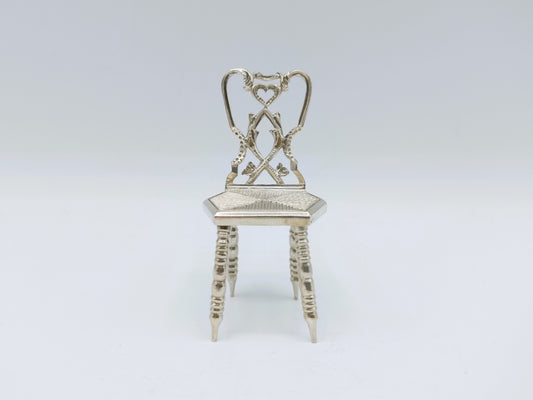 Zilveren miniatuur stoel. A.D. Verschuur, Amsterdam, ca. 1860
