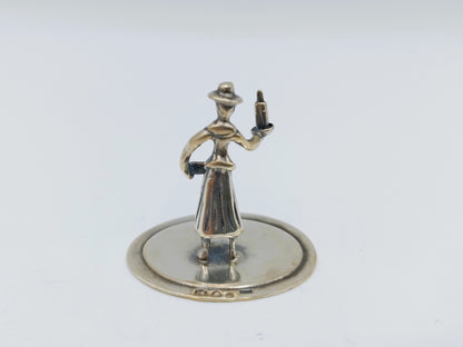 Zilveren miniatuur dame met pan, J. Weeda, Haarlem, 1981