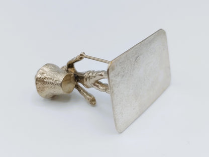 Zilveren miniatuur man met hond,  19e eeuws