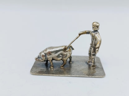 Zilveren miniatuur varkenshoeder, Trykonia B.V. Oosthuizen, ca. 1980