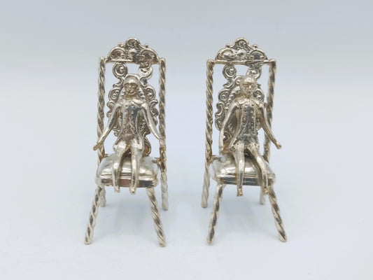 2 Silver miniature chairs, 19th century