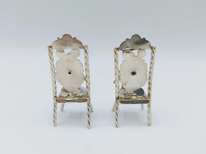 2 Zilveren miniatuur stoelen,  19e eeuws