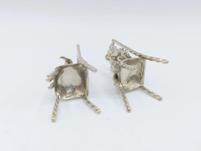 2 Zilveren miniatuur stoelen,  19e eeuws