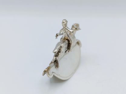 Zilveren miniatuur hobbelpaard, Gebr. Roozendaal, Hoorn, ca. 1910