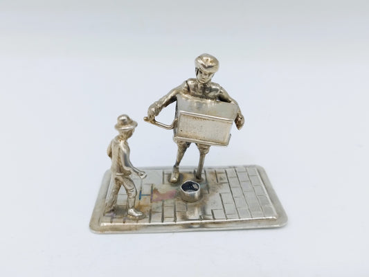 Silver miniature barrel organ player, Amsterdam, 20th century