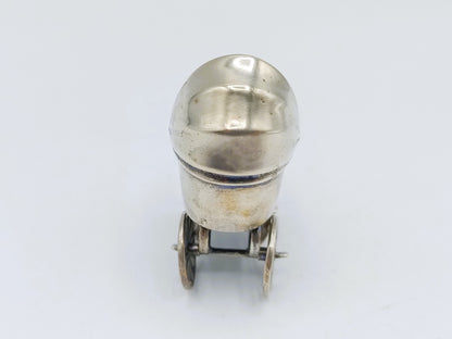 Zilveren miniatuur kinderwagen, J. Weeda, Haarlem, ca. 1980