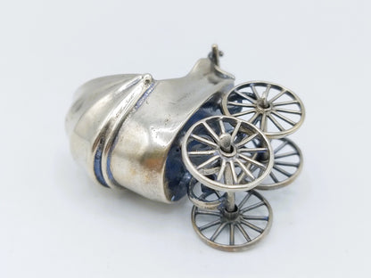 Zilveren miniatuur kinderwagen, J. Weeda, Haarlem, ca. 1980
