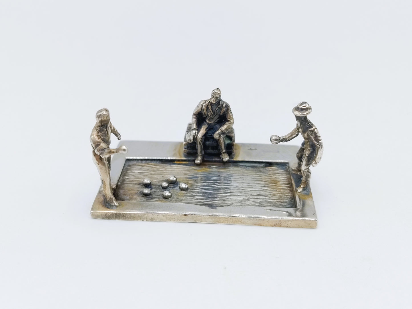 Silberne Miniatur-Boule-Spieler, Amsterdam, 20. Jahrhundert