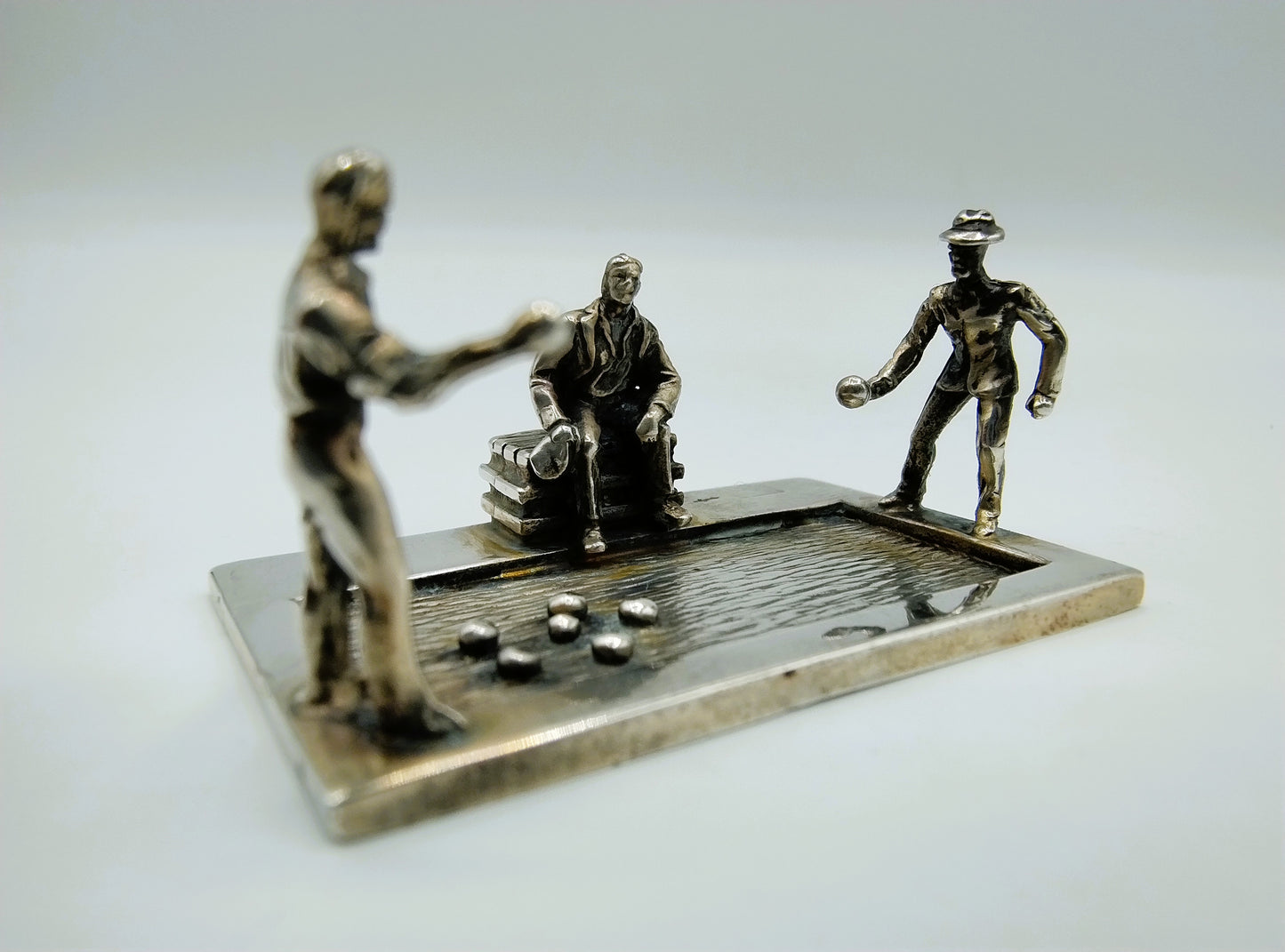 Silberne Miniatur-Boule-Spieler, Amsterdam, 20. Jahrhundert