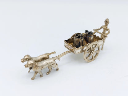 Miniatur-Mann aus Silber mit Hundewagen, 20. Jahrhundert