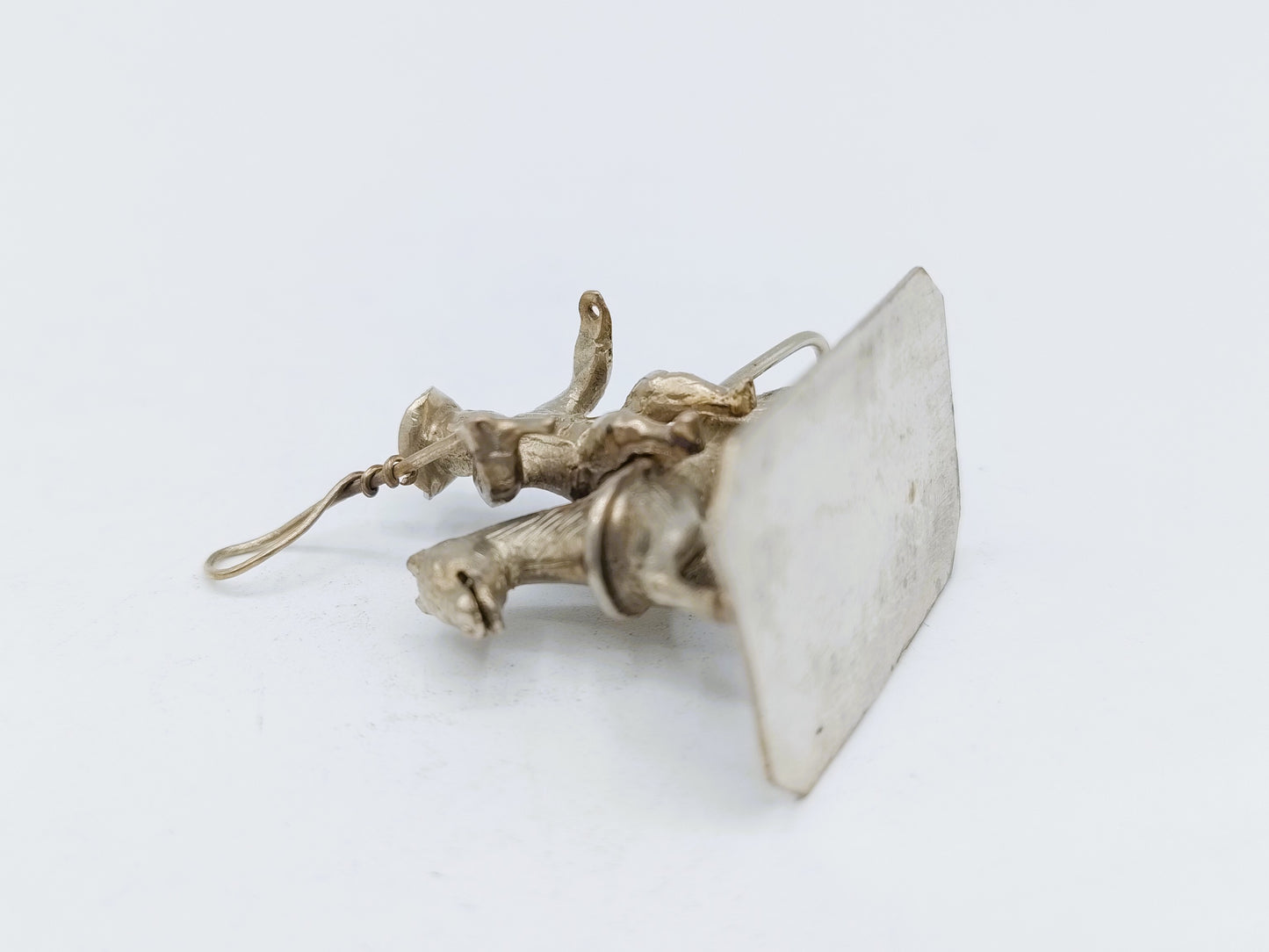Zilveren miniatuur trekpaard ruiter, 19e eeuws