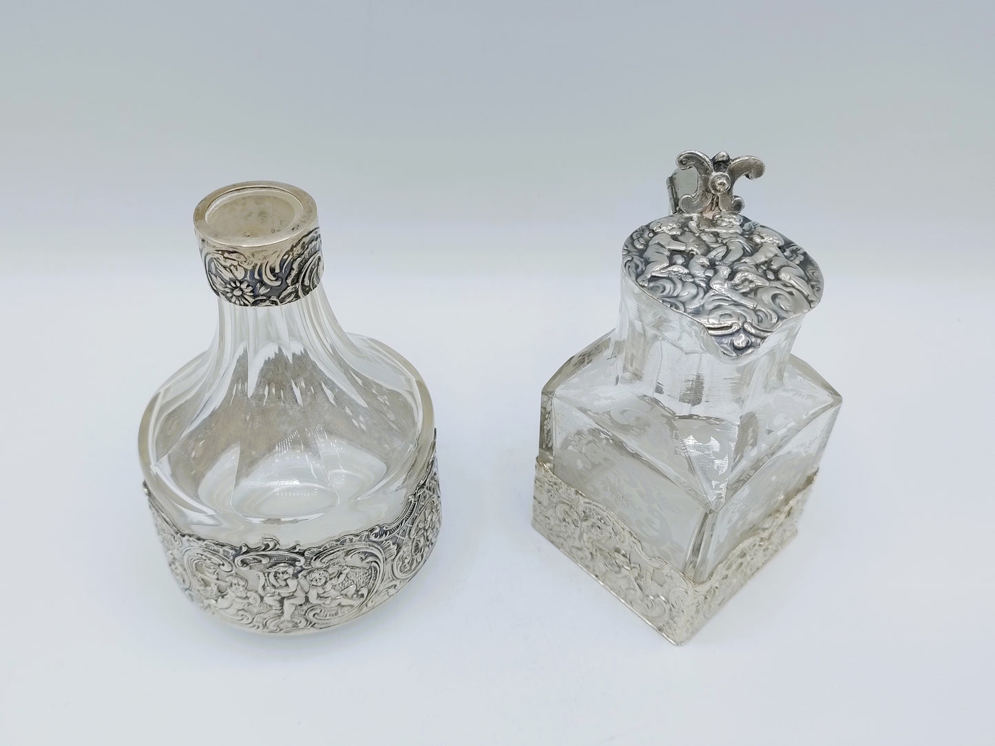 Zilveren olie- en azijnstel, J.D. Schleissner Söhne, Hanau, Duitsland,
