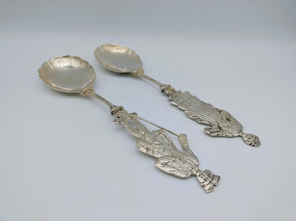 2 Zilveren sierlepels, Hanau, Duitsland, 1895