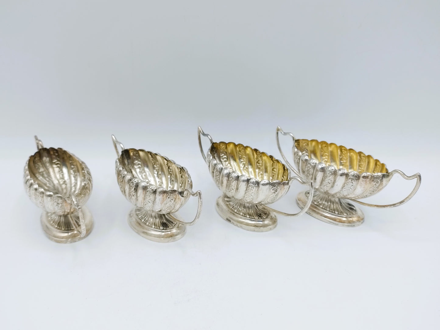 4x Zilveren zoutvat, W. Devenport, Birmingham, 1895