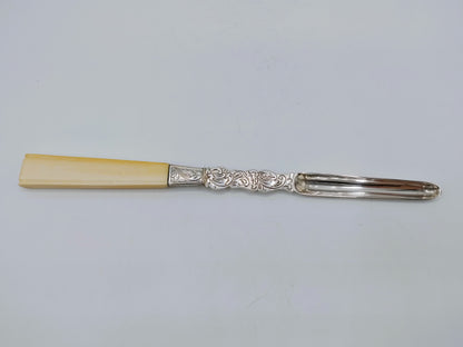 Zilveren mergboor met benen heft, J.M. Steiger, Amsterdam, 1852