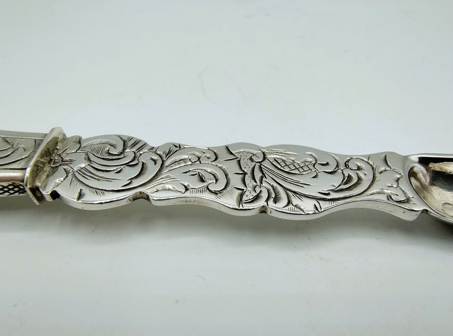 Zilveren mergboor met benen heft, J.M. Steiger, Amsterdam, 1852