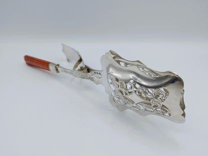 Zilveren serveertang met carneolen heft, J. van Wijk sr. Amsterdam, 1846
