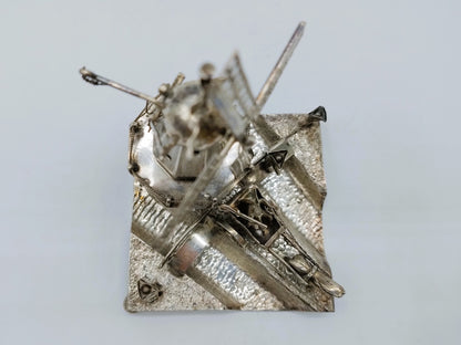 Grote zilveren miniatuur molen in polderlandschap, J. Verhoogt, Hoorn, 1905