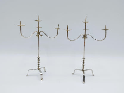 Set zilveren miniatuur kandelaars, P.A. van der Beek, Workum/ Franeker, 1860