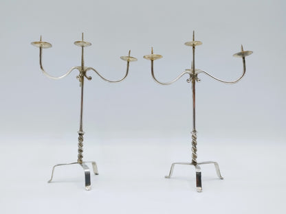 Set zilveren miniatuur kandelaars, P.A. van der Beek, Workum/ Franeker, 1860