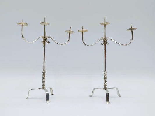 Set zilveren miniatuur kandelaars, P.A. van der Beek, Workum/ Franeker, 1860